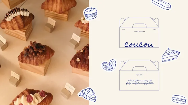 Identidad de pastelería: producto, caja e ilustraciones