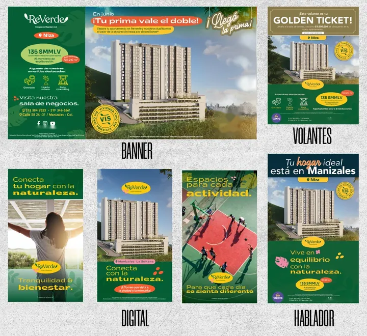 Banner, volantes, piezas digitales y hablador para un conjunto residencial