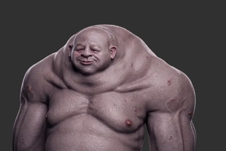 Personaje esculpido en 3D con textura de piel